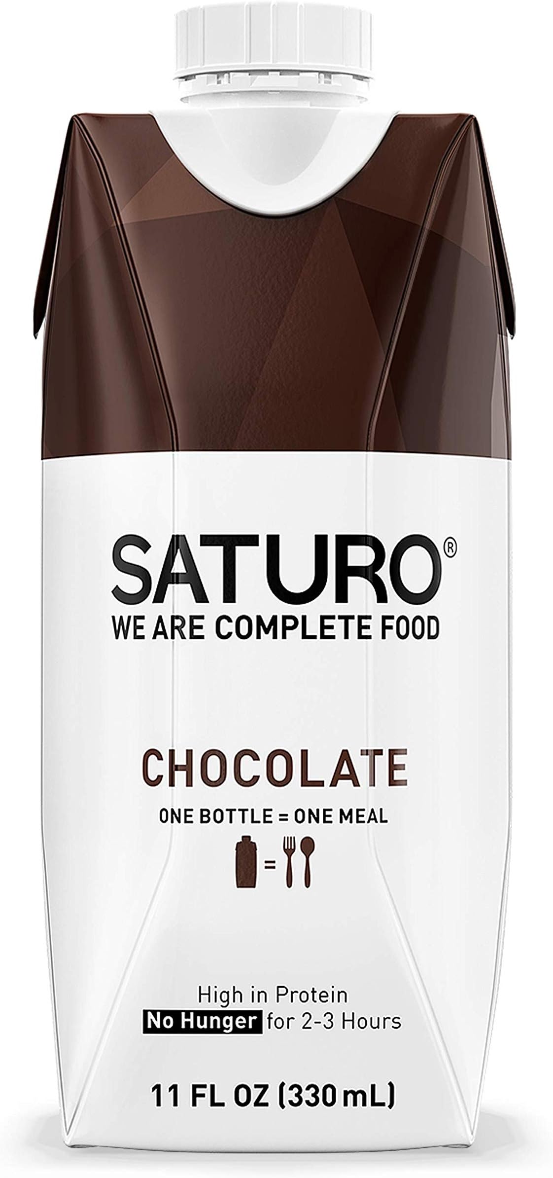 Saturo Meal Replacement Drinks, Chocolate, Vegan Nutritional Drink with Protein, Weight Gain, 11.1 oz Bottles, 8 Pack (Packaging May Vary)