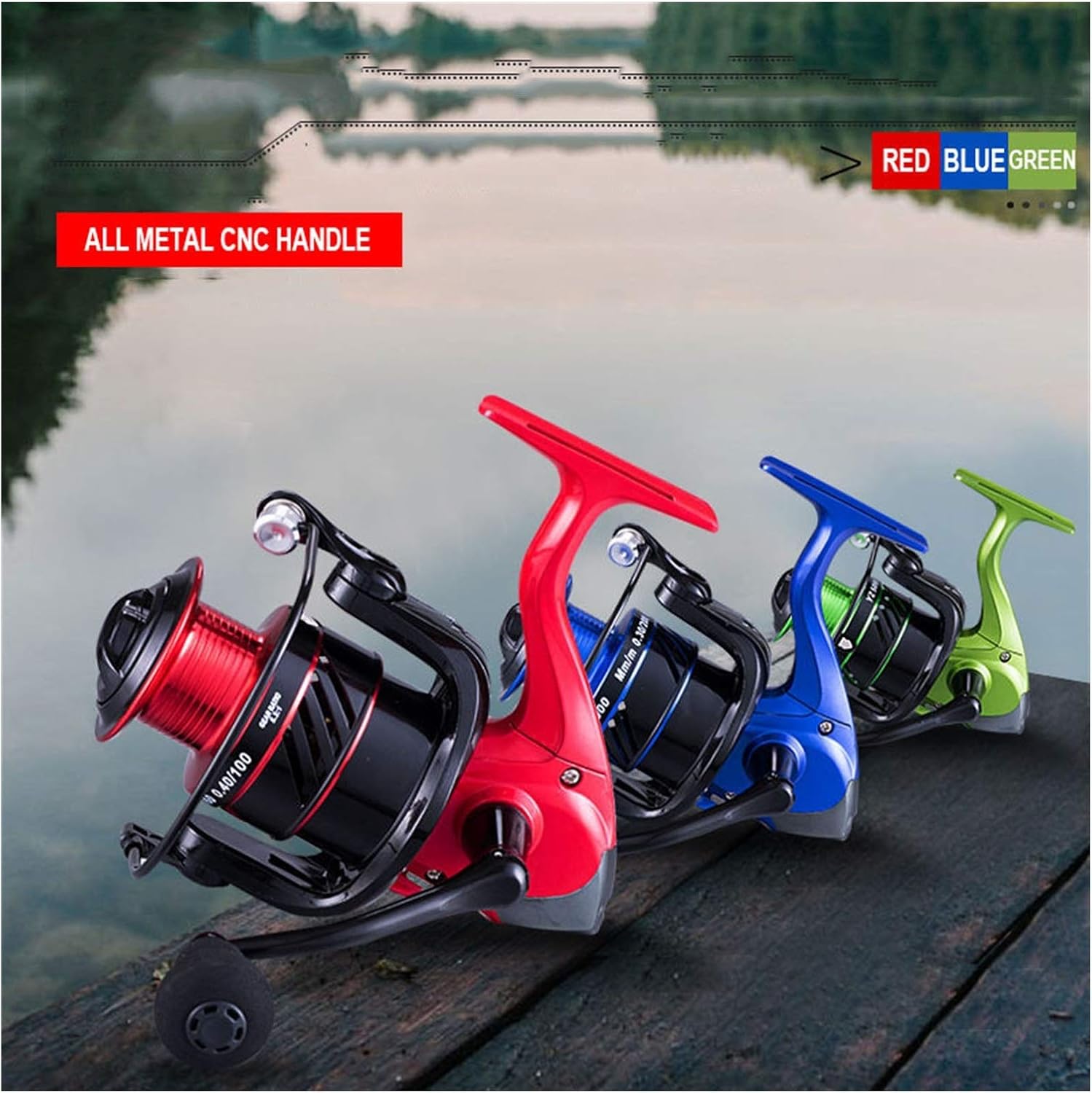 Fishing Reels 12BB Fishing Spinning Reel 1000-7000 No Gap Metal Spool Gear Ratio 5.2:1 Reel Carp Fishing Gear for Inshore Boat Rock Freshwater Saltwater (Color : Red Spool Capacity : 1000 Series)