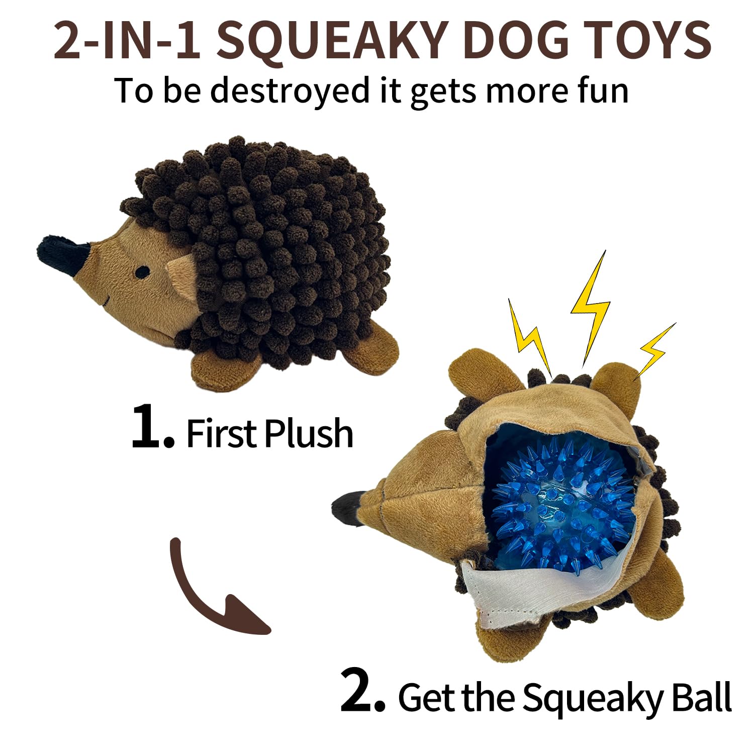 Plüsch-Igel-Hundespielzeug, 3 Stück, quietschender Igel für kleine und mittelgroße Hunde – halten Sie Ihren Welpen mit mehrfarbigen Farben, geeignet für drinnen und draußen