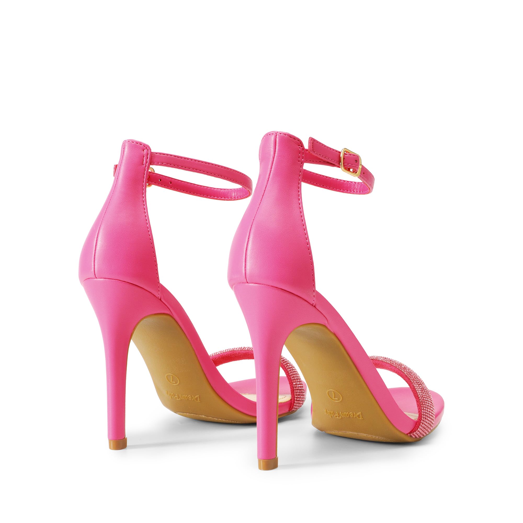 DREAM PAIRS Women's Open Toe High Heels Stiletto Heeled Sandals Sexy Dressy Shoes: 7.5 Hot Pink-rhinestone