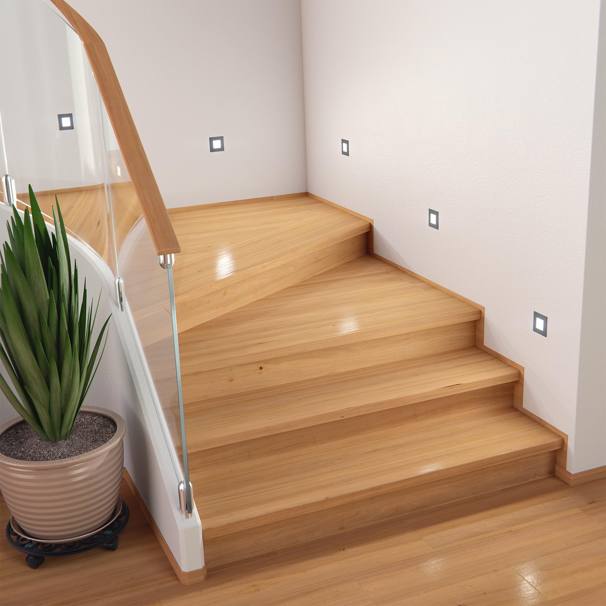 ledscom.de LED Staircase Light/recessed wall Light FEX for Indoors and Outdoors Angular, Anthracite, 85 x 85mm, Cool White - Image 2