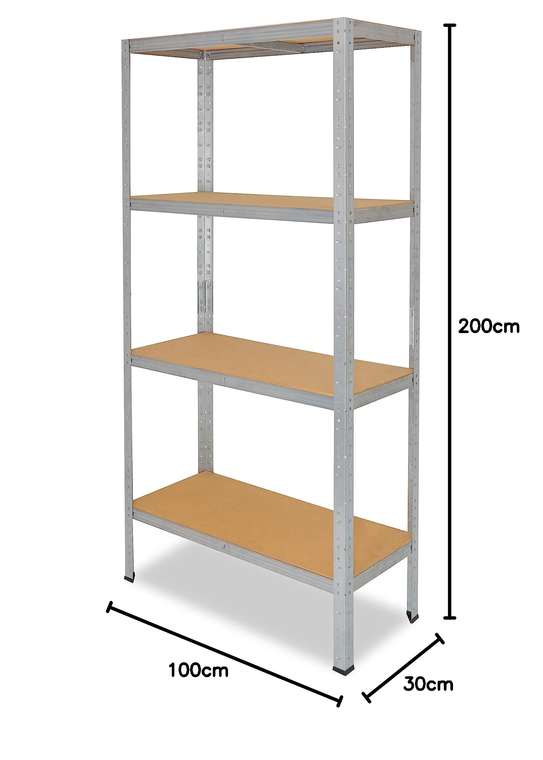 shelfplaza Home 200x100x30 cm Estantería Pesada en galvanizada con 4 baldas y 175 kg de Capacidad de Carga por balda