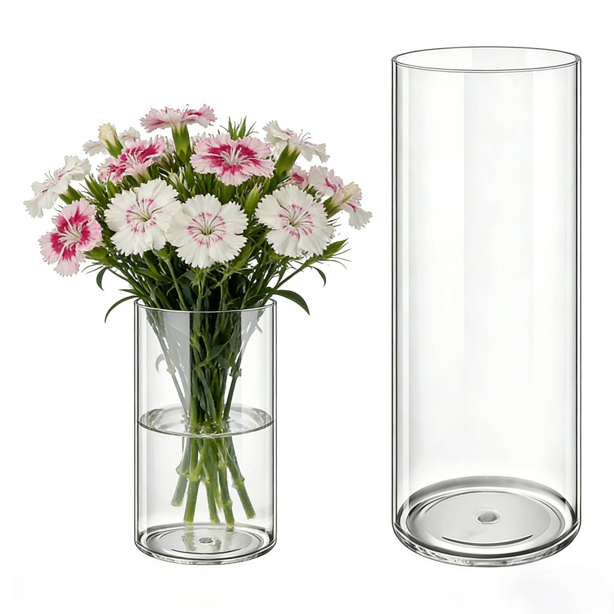 MELEJIA Acryl Blumenvase Set, Bruchsichere Transparente Zylindervase, Modern Acryl Vasen zur Dekoration, Vase für Hochzeiten, Wohnzimmer, Büro, Hausdekoration