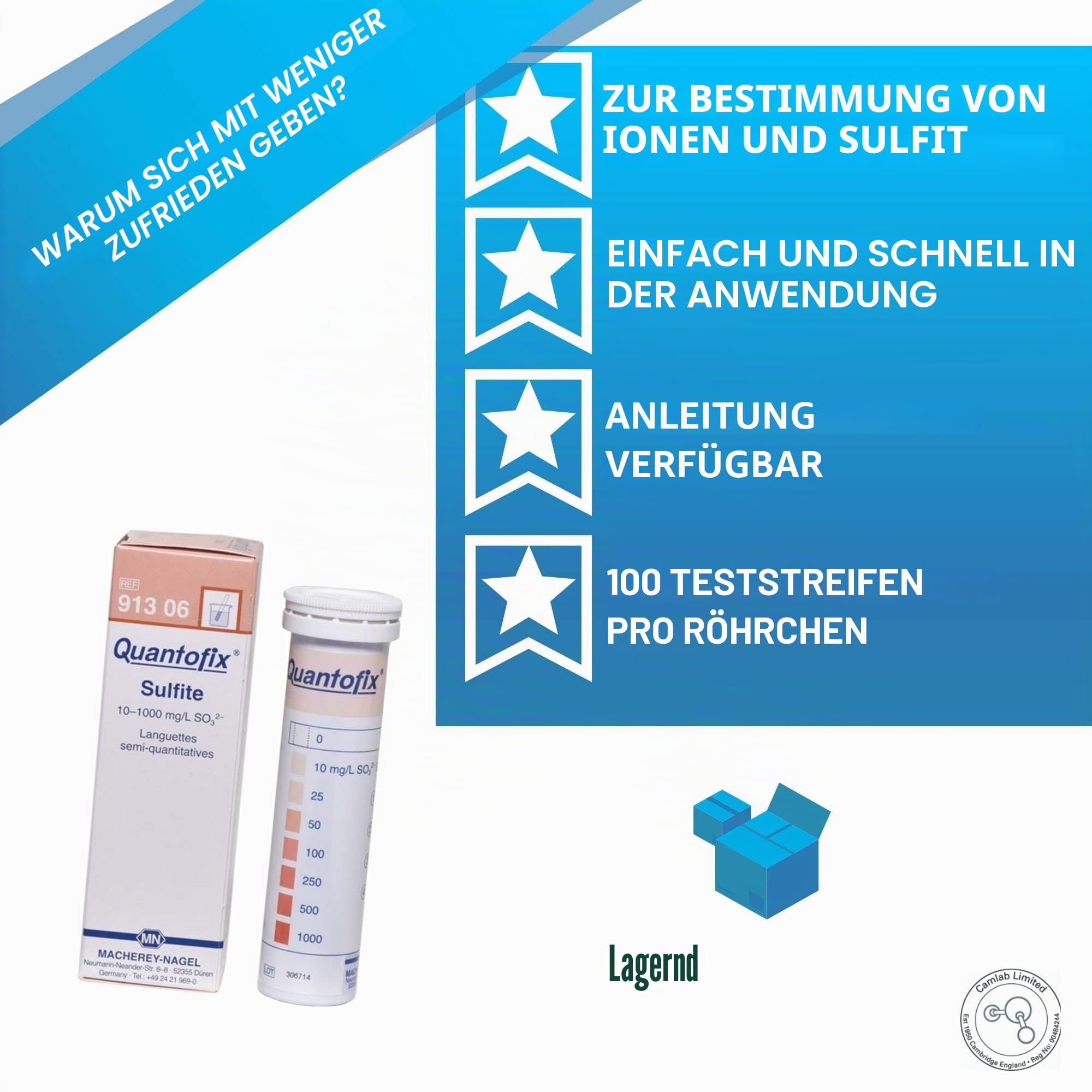 1138896 Sulfit-Teststreifen, 6 mm x 95 mm, 100 Stück