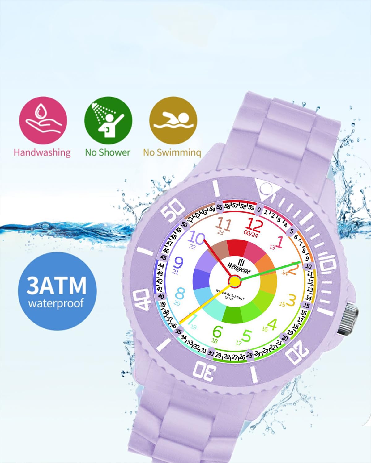 Weayege Orologio per Bambino Bambini,Orologio per bambini,Orologio da polso per bambinia,Educativo Orologio Bambina,Orologio Didattico Regalo Bambino,Orologio per bambini da 5 a 18 anni