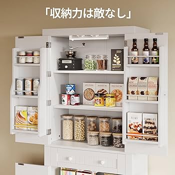 Amazon｜Bestier 食器棚 キッチンボード 幅76×奥行40×高さ182cm