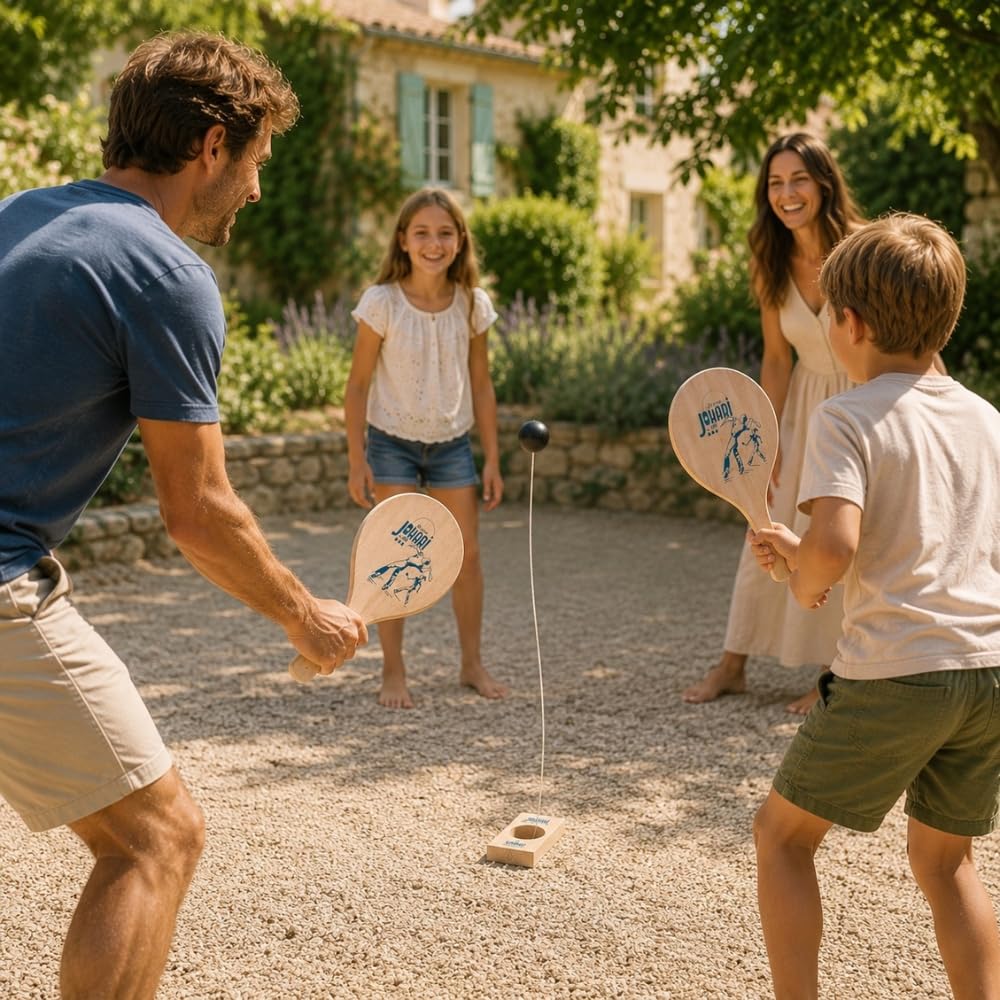 Vilac - Jokari Klassisches Spiel für Kinder, hergestellt aus massivem Buchenholz, mit Tasche zur Aufbewahrung, lustig, 4299G, Beige