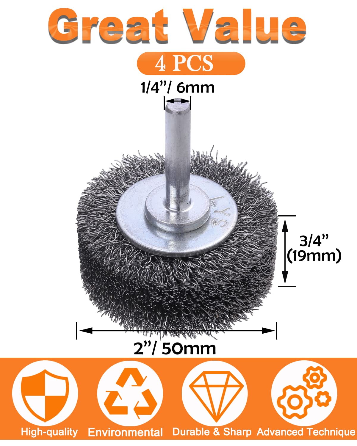 Rocaris Wire Wheel Brush - 4 Pack for Drill -4 Rocaris Wire Wheel Brush - 4 Pack for Drill -4