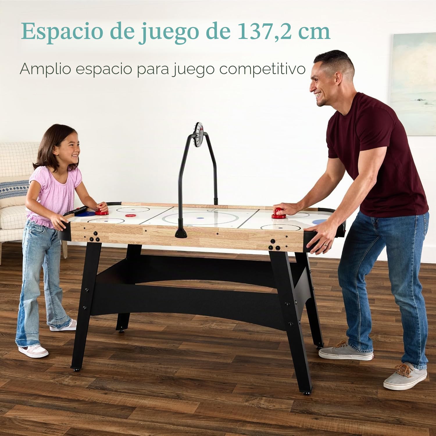 OYE Mesa de hockey de aire LED de 54 pulgadas con marcador electrónico, mesa de juego de hockey eléctrica alimentada, juego de juego de hockey con luz digital, motor potente