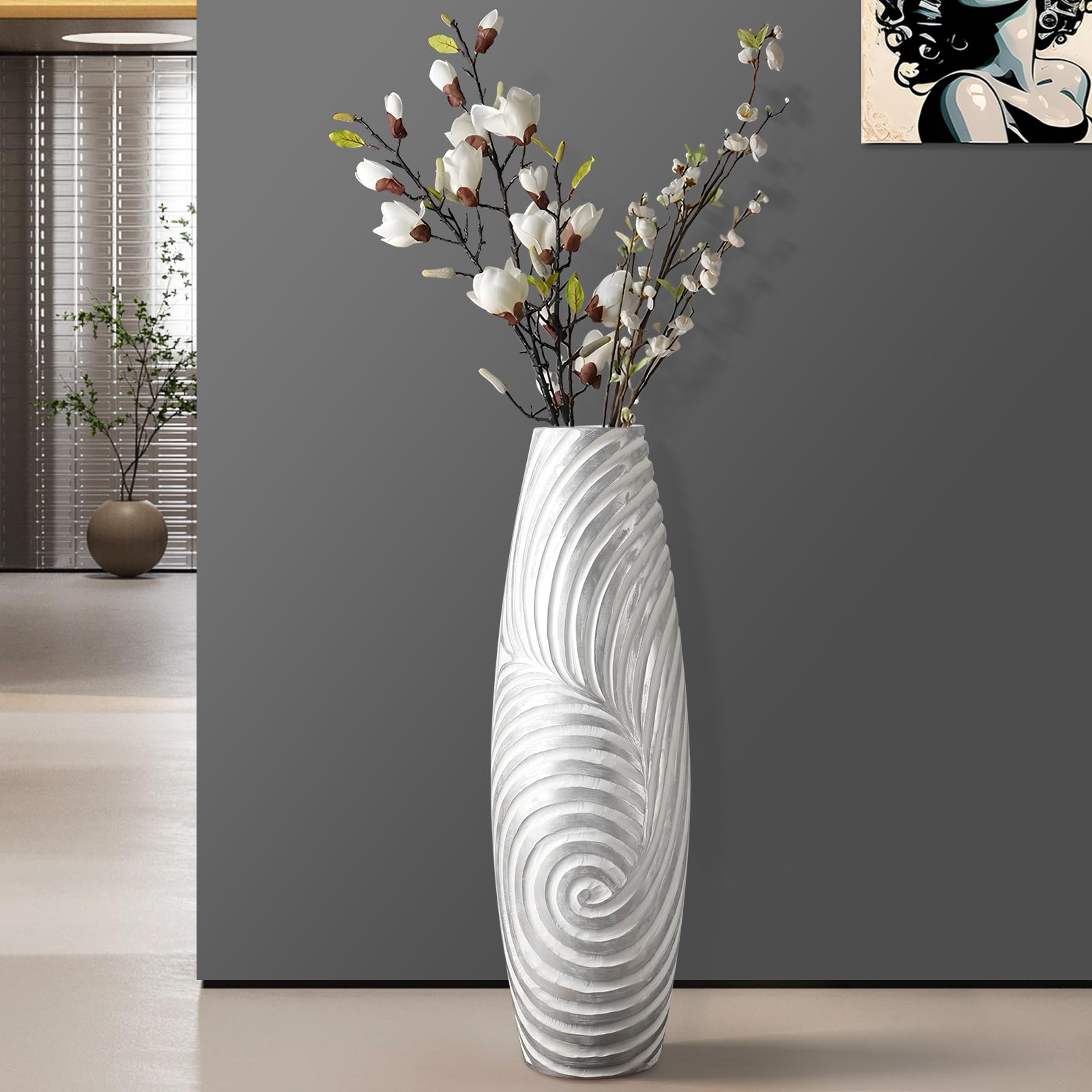 Amazon.com: DKTDT Tall Floor Vase - 26.8 Inch Large White Sliver