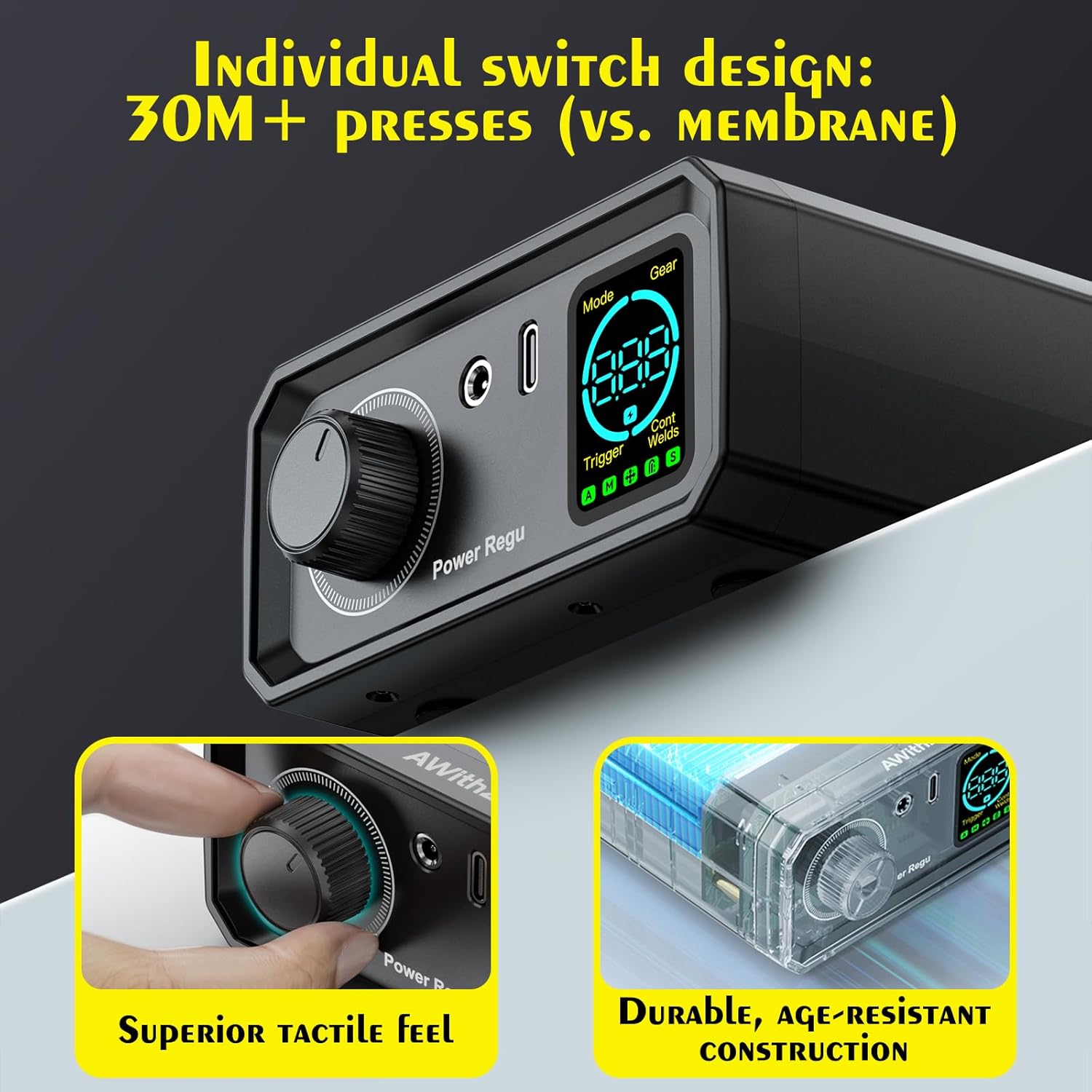 9000W Battery Spot Welder, Rotary Knob Operation 100 Gears Adjustable Foot Pedal Operated, 0.1-0.3mm Spot Welder with Dual Pulse Output, Portable Spot Welder for Making DIY Battery Packs (UK1)