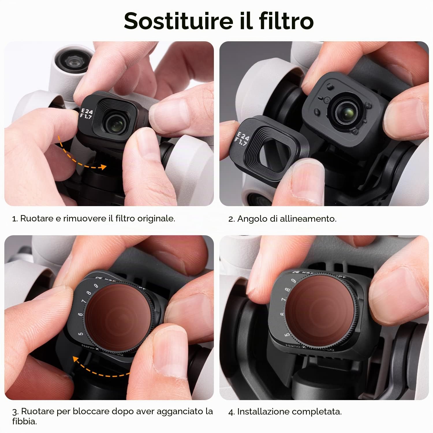 K&F Concept Mini 3 Pro Kit Filtri Variabile ND2-32 (1-5 stops)+ND32-512 (5-9 stops) compatibili con Mini 3 Pro