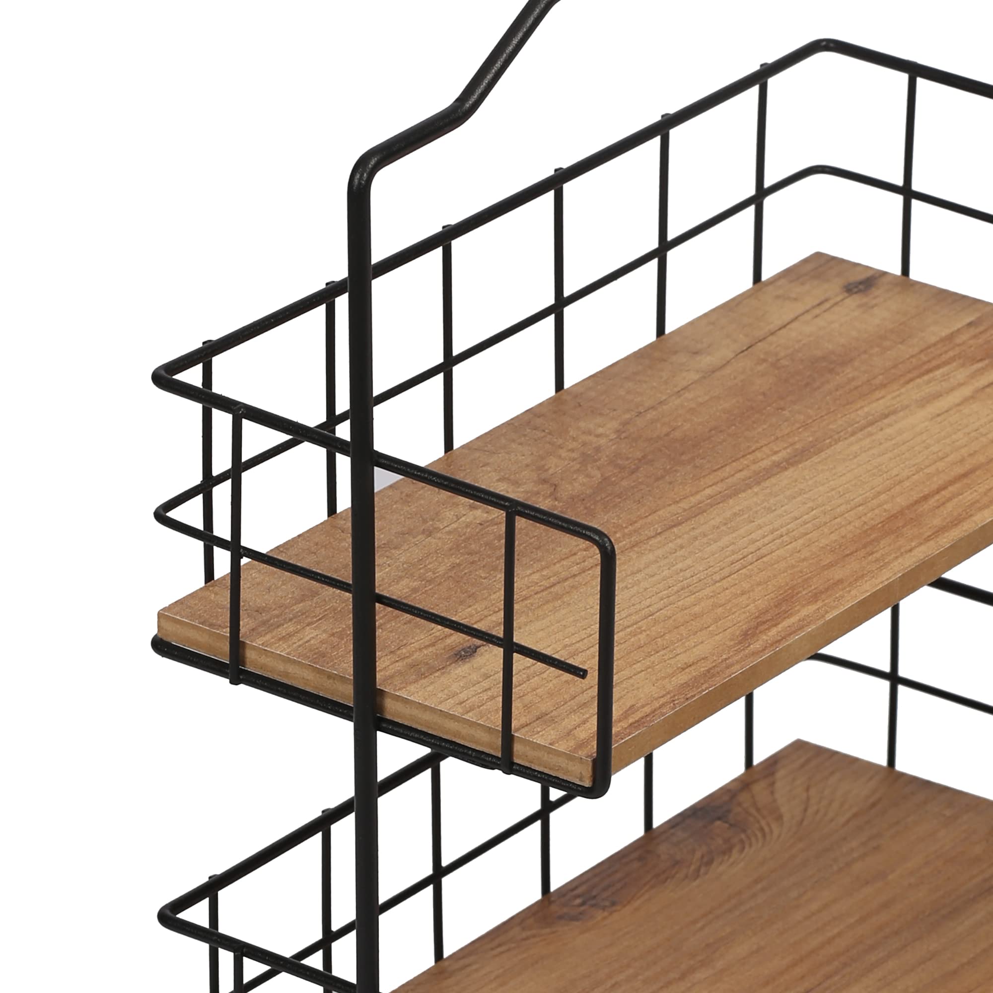 [en.casa] Étagère de Rangement avec 2 Surfaces de Stockage pour Salle de Bain Cuisine Moderne Stylé Universel Métal MDF 42 x 32 x 15 cm Noir Effet Bois