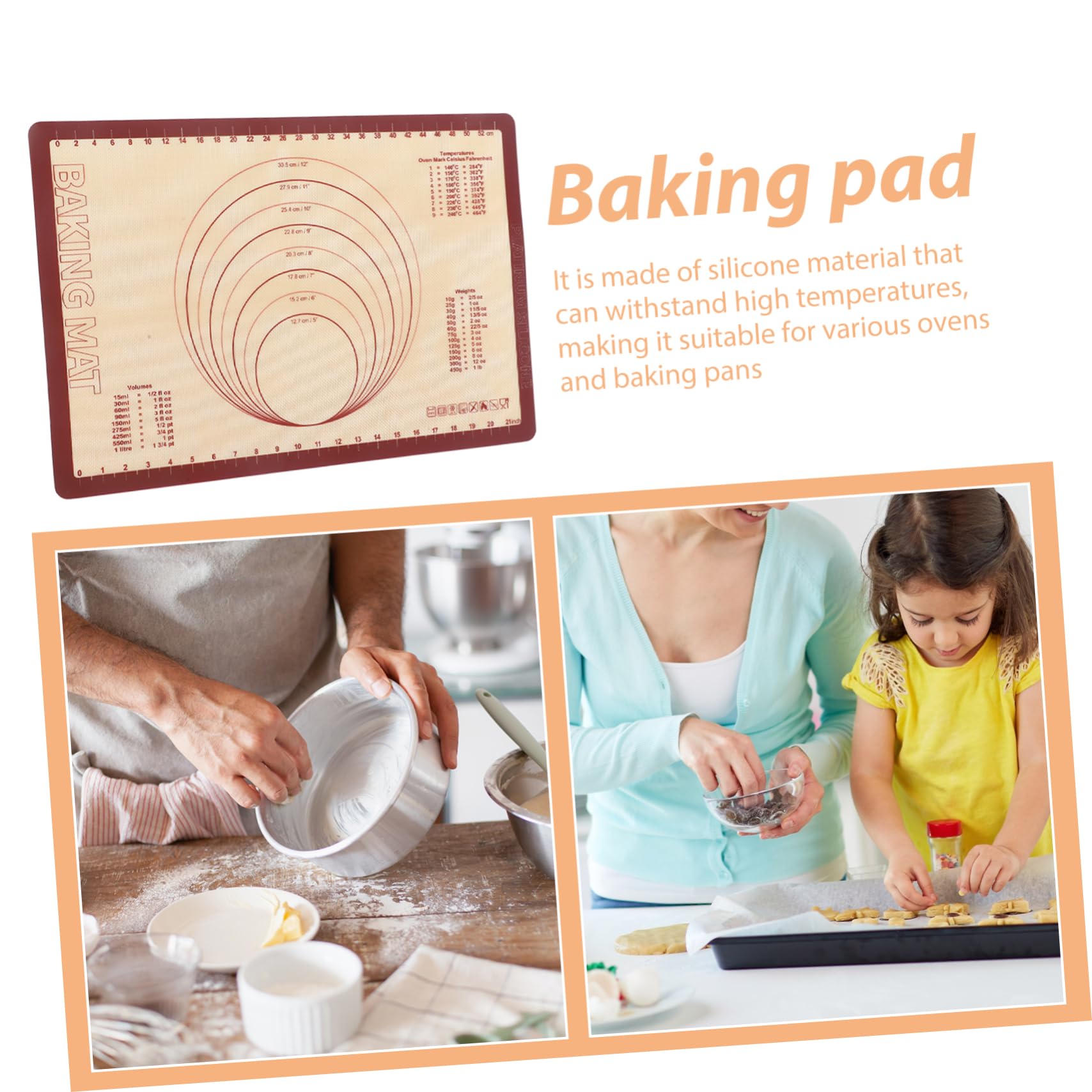 Tapis de Pâtisserie en Silicone Rectangulaire Réutilisable, Antidérapant