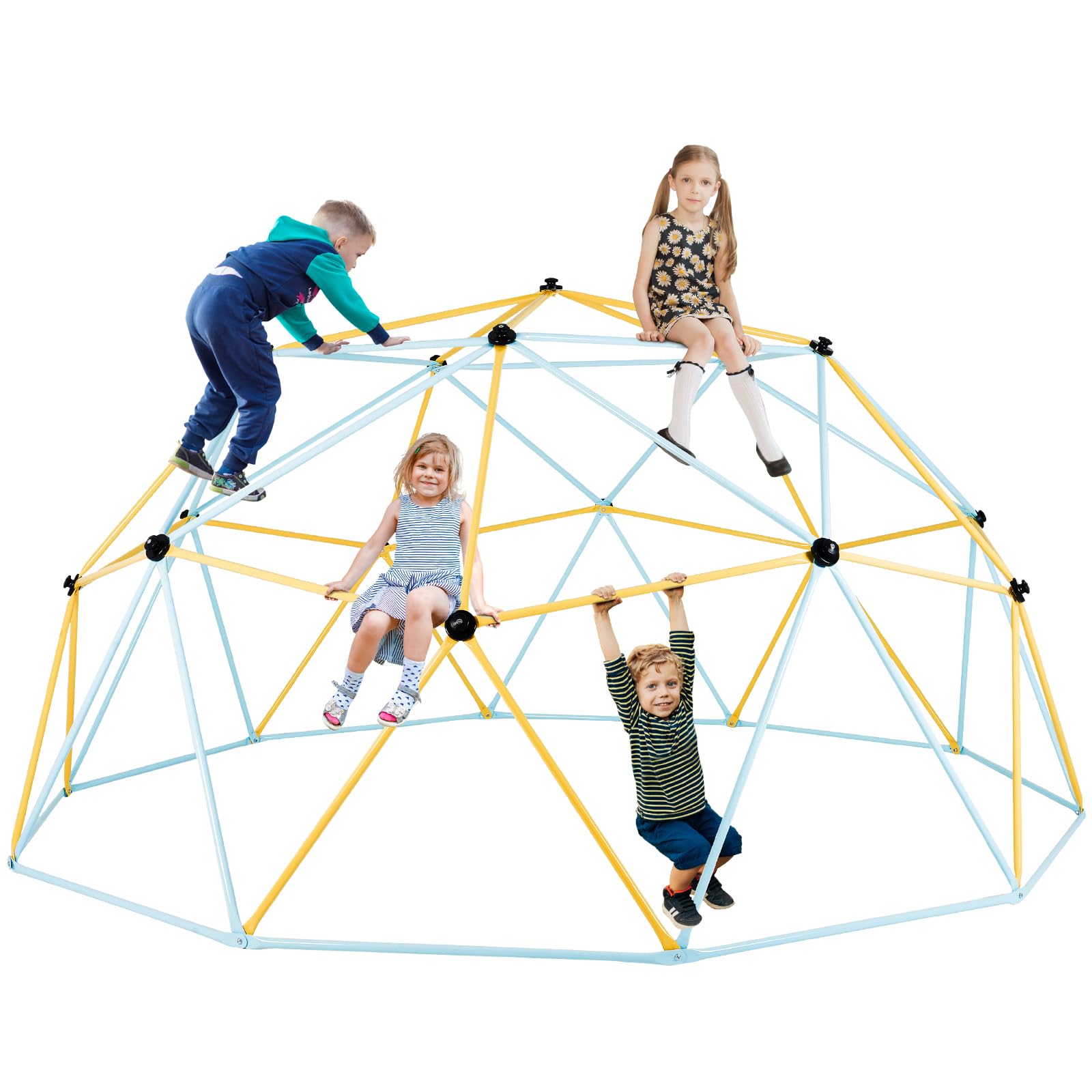 VEVOR Kletterkuppel, 3,66 m geometrisches Kuppel-Kletterspielzentrum für Kinder von 3 bis 10 Jahren, Klettergerüst 340 kg Tragfähigkeit, mit Klettergriff, Outdoor-Spielgerät Garten Hinterhof