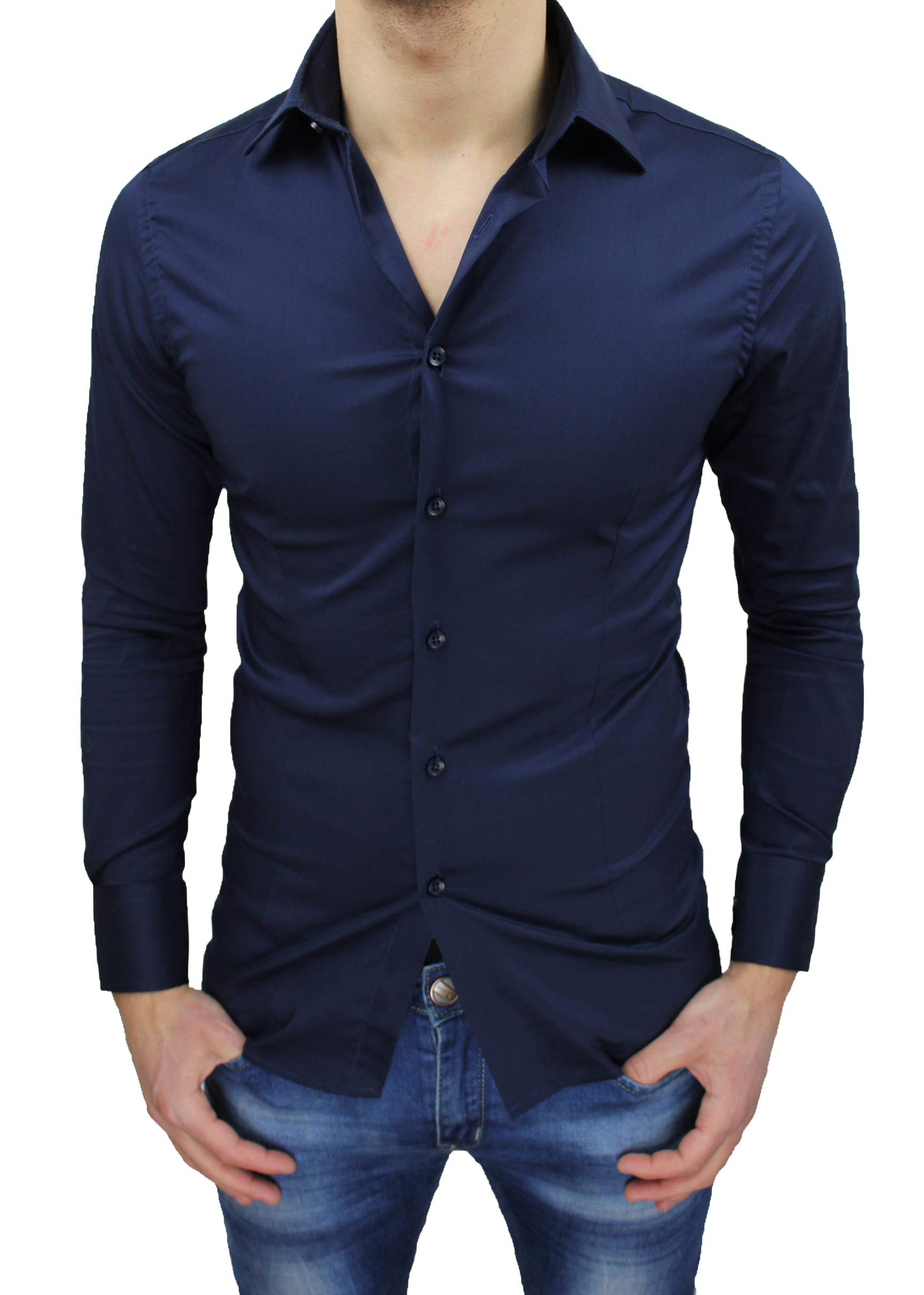 Camicia Uomo Sartoriale Slim Fit Aderente Casual Elegante