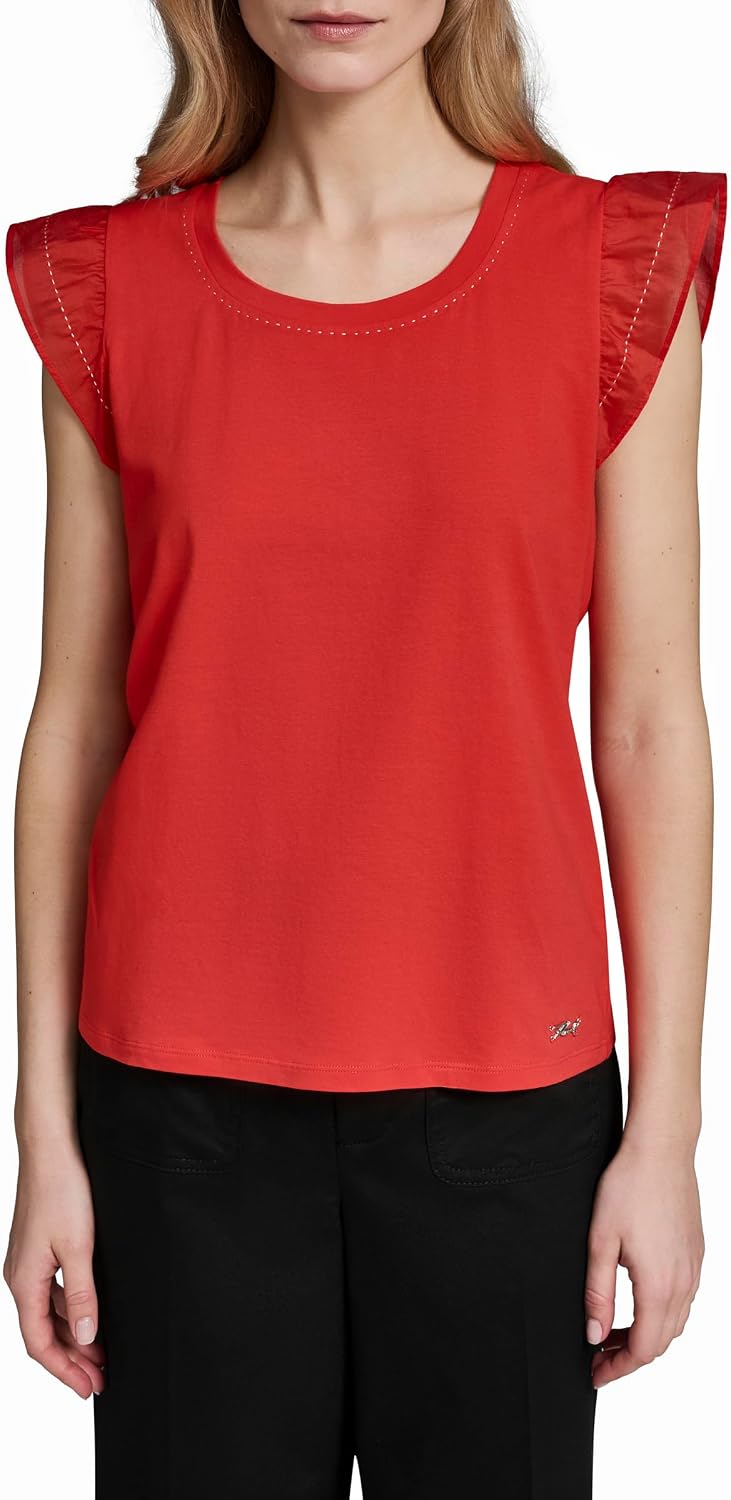 Karl Lagerfeld Women's Ruffle Sleeve Lightweight Dainty Blouse