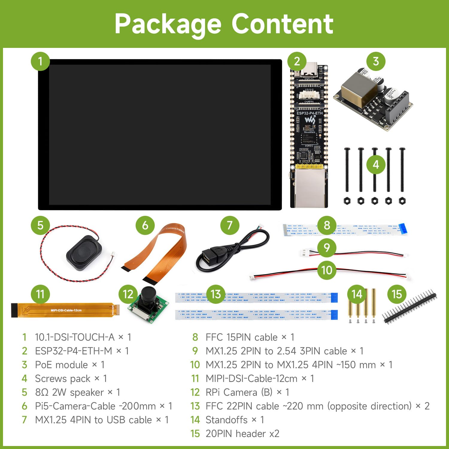 Waveshare ESP32-P4-POE-ETH-NH-KIT-B High-Performance Development Board, Based On ESP32-P4, with 100 Mbps RJ45 Ethernet Port, Without Pre-soldered Header