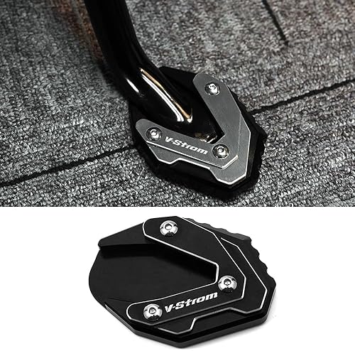 Motorcycle Kickstand Side Stand Extension Pad Support Plate For V-Strom DL250 GSX250R VSTROM DL 250 GW250 2017-2022(Color: Black)