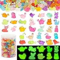 GWAHSA 240 Pack Glow in the Dark Mini Resin Animals - Luminous Tiny Ducks, Dinosaurs, Frogs for Hide & Seek, Fairy Garden, Aquarium Decor