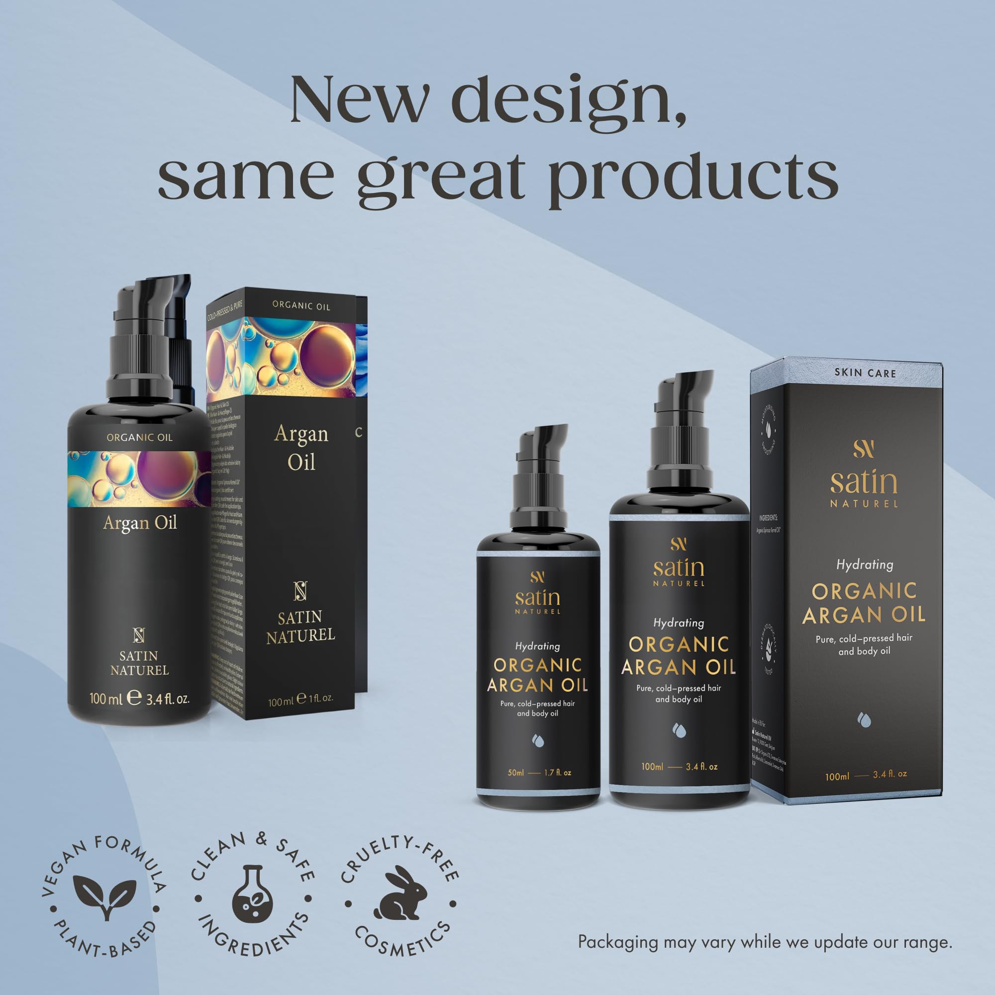 Satin Naturel Aceite de Argán Bio 100 ml – 100% Aceite Puro Prensado en Frío – Aceite Natural para Cabello, Piel, Uñas y Barba – Aceite para Cabello Seco y Cuero Cabelludo, Certificado Orgánico