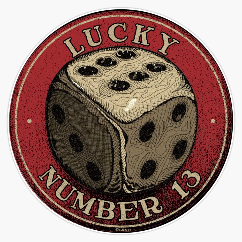 Lucky Number 13 Vinyl Sticker Waterproof Decal Laptop Wall Window Bumper Sticker 5"