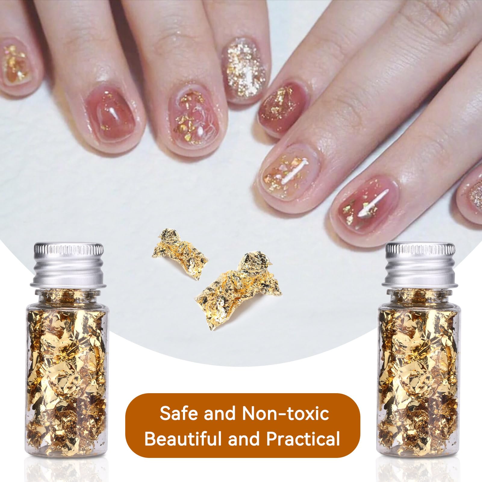 Gold Leaf, 2 butelki Gold Leaf Flakes Foil Cupcake Cake Toppers for Cakes Chocolates Decoration