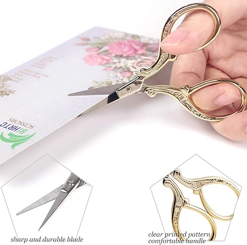 Miniatura 3 de BIHRTC Tijeras de Crochet Vintage de 3.6 Pulgadas - Tijeras Pequeñas de Bordado con Hojas Puntiagudas Afiladas de Acero Inoxidable - Ideales para