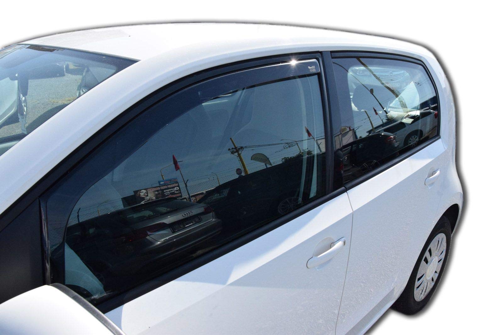 J&J AUTOMOTIVE Deflettori d'Aria per Volkswagen Up! 5-Porte Berlina Dal 2012, Set da 2 Pezzi, Nero Fumé Oscurato Heko