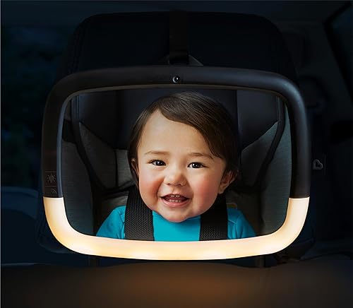 Miniatura 2 de Munchkin Brica Night Light Baby In-Sight espejo para bebé ajustable giratorio para auto de gran angular con LED sin reflejos luz nocturna a prueba