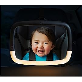 Munchkin Baby Car Mirror for Rear Facing Car Seats, Night Light LED Pivot 360 Baby in-Sight Adjustable Auto Mirror, Black
