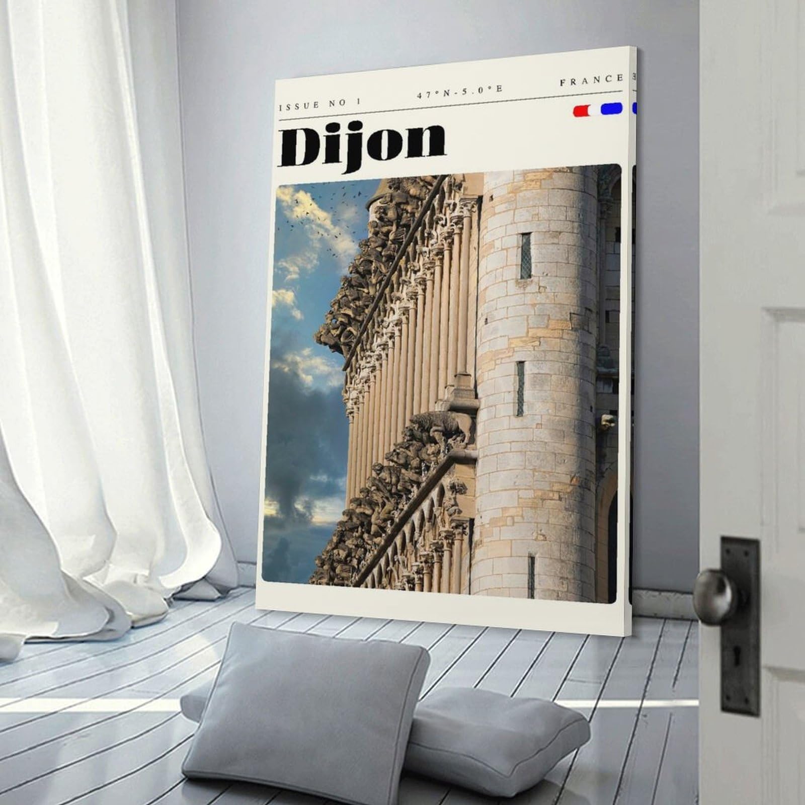 Junmoney Frame-Style-5 Dijon France Travel Art Canvas Wall Art 16X24inch(40X60cm), For Workspace Walls, Study Corners Or Bedrooms, Wall Art That Adds Style To Work Areas
