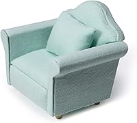 Vista 9 de Sofá de casa de muñecas, muebles en miniatura, sofá con almohadas para sala de estar, decoración de escritorio, sofá de tela, mini accesorios