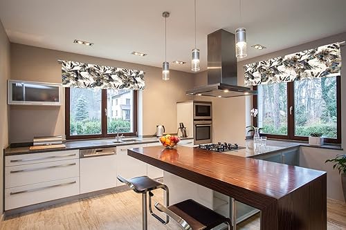 Miniatura 5 de Healbrighting Cenefa de cortina corta opaca con bolsillo para cortinero lacustre para decoración de cocina, dormitorio, 52 x 18 pulgadas, marrón