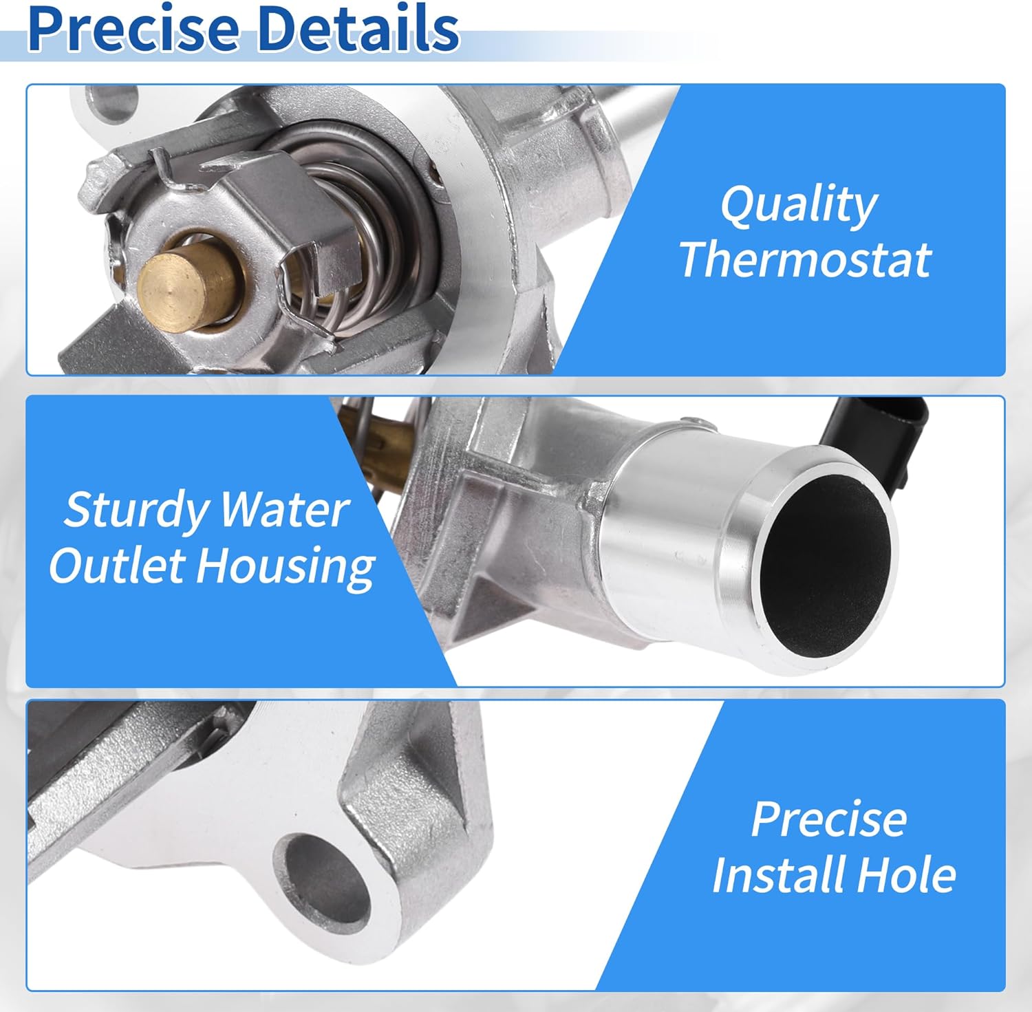 Aluminum Alloy Engine Coolant Thermostat Housing Assembly for Chevrolet Volt LT/for Premier L4 1.5L Electric/Gas 2016-2018 Replace No.12635761 1 Pcs