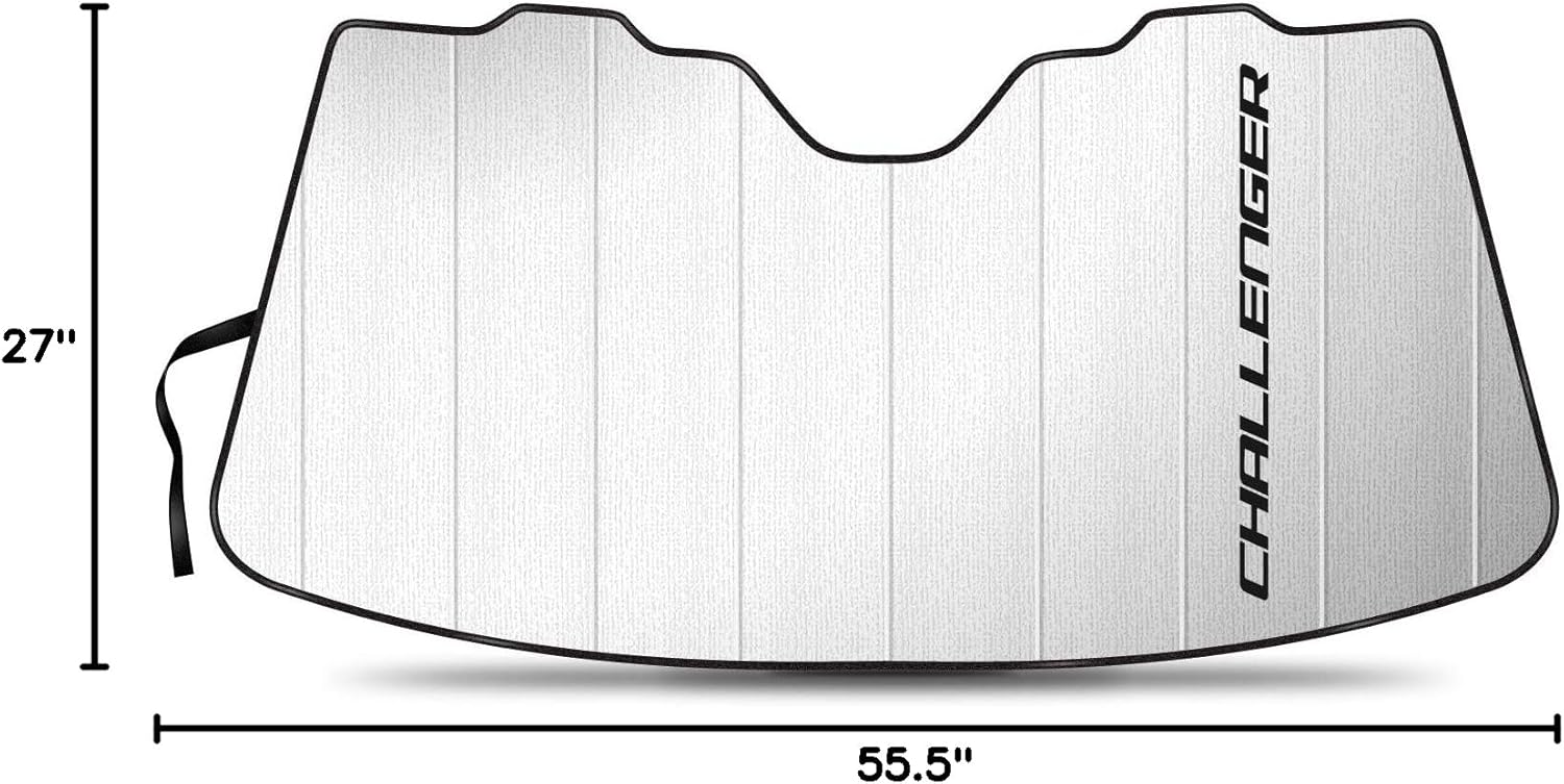 iPick Image for Dodge Challenger Universal Fit Enforced Stand-Up Auto Windshield Sun Shade at Standard Size 54"x 27.5"