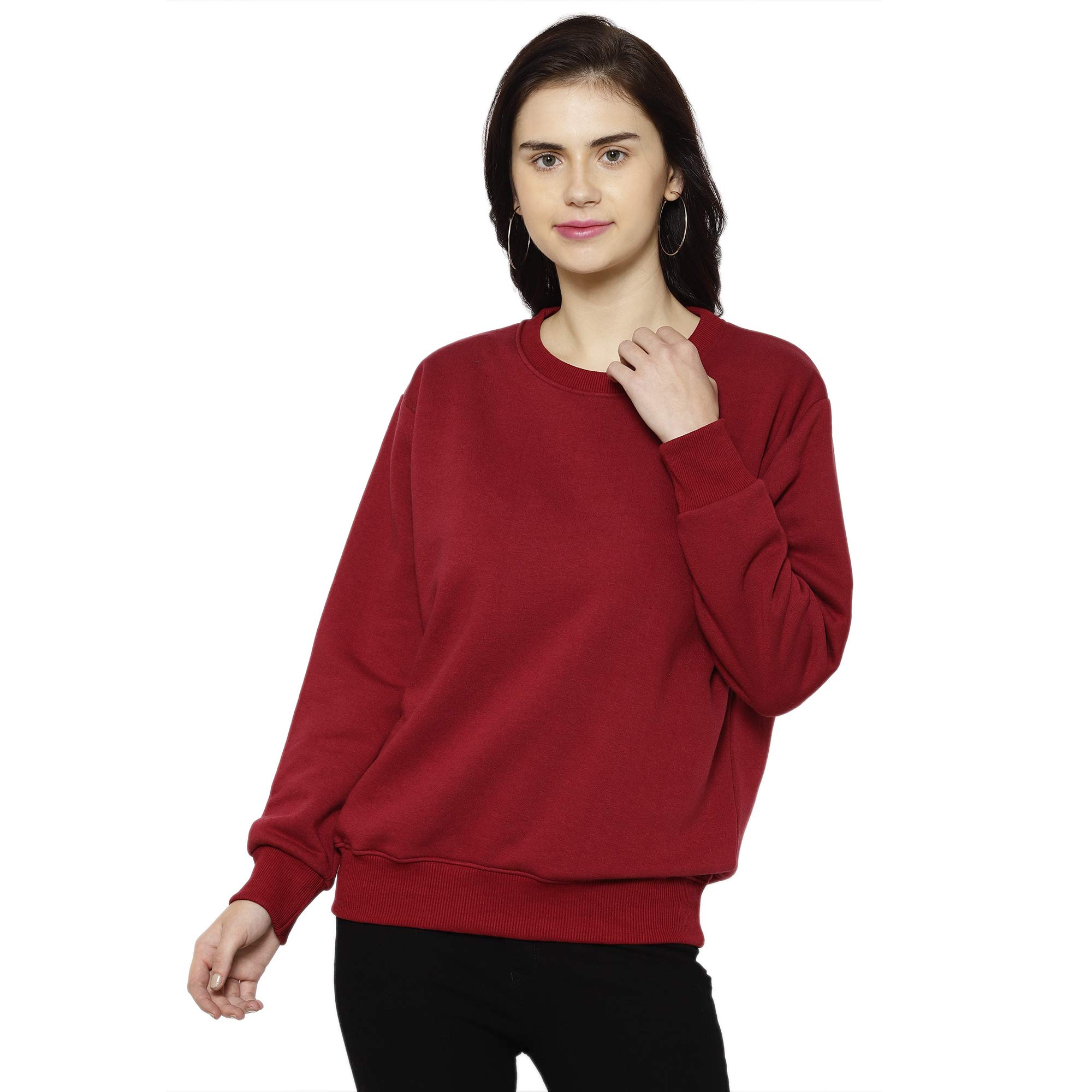 Fleece Round Neck Sweatshirt for Women-(SW_RN_001-P)