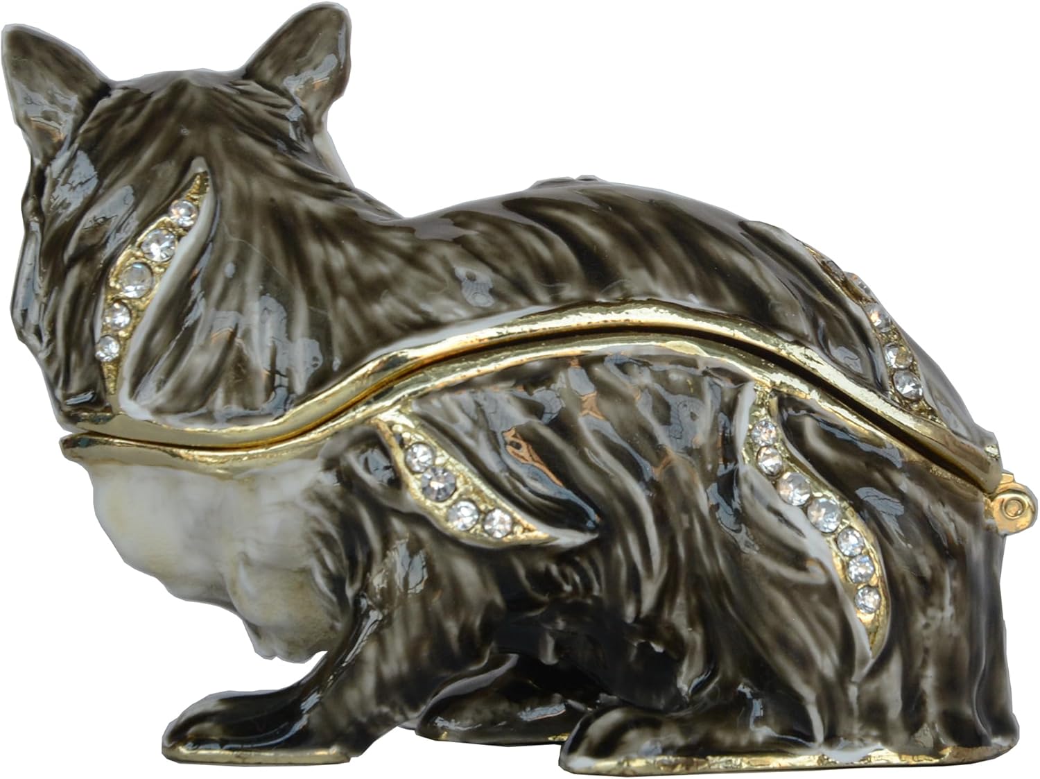 Brown Kitten Cat Trinket Box Jewelry Box Hand Painted Decorative Box with Hinged Lid Ring Earring Holder Cat Figurine Collectible