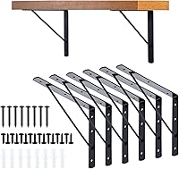 Vista 8 de HOME MASTER HARDWARE Soportes de estante de 10 x 8 pulgadas, soporte de ángulo de pared triangular de 90 grados en L para estantes flotantes, Negro