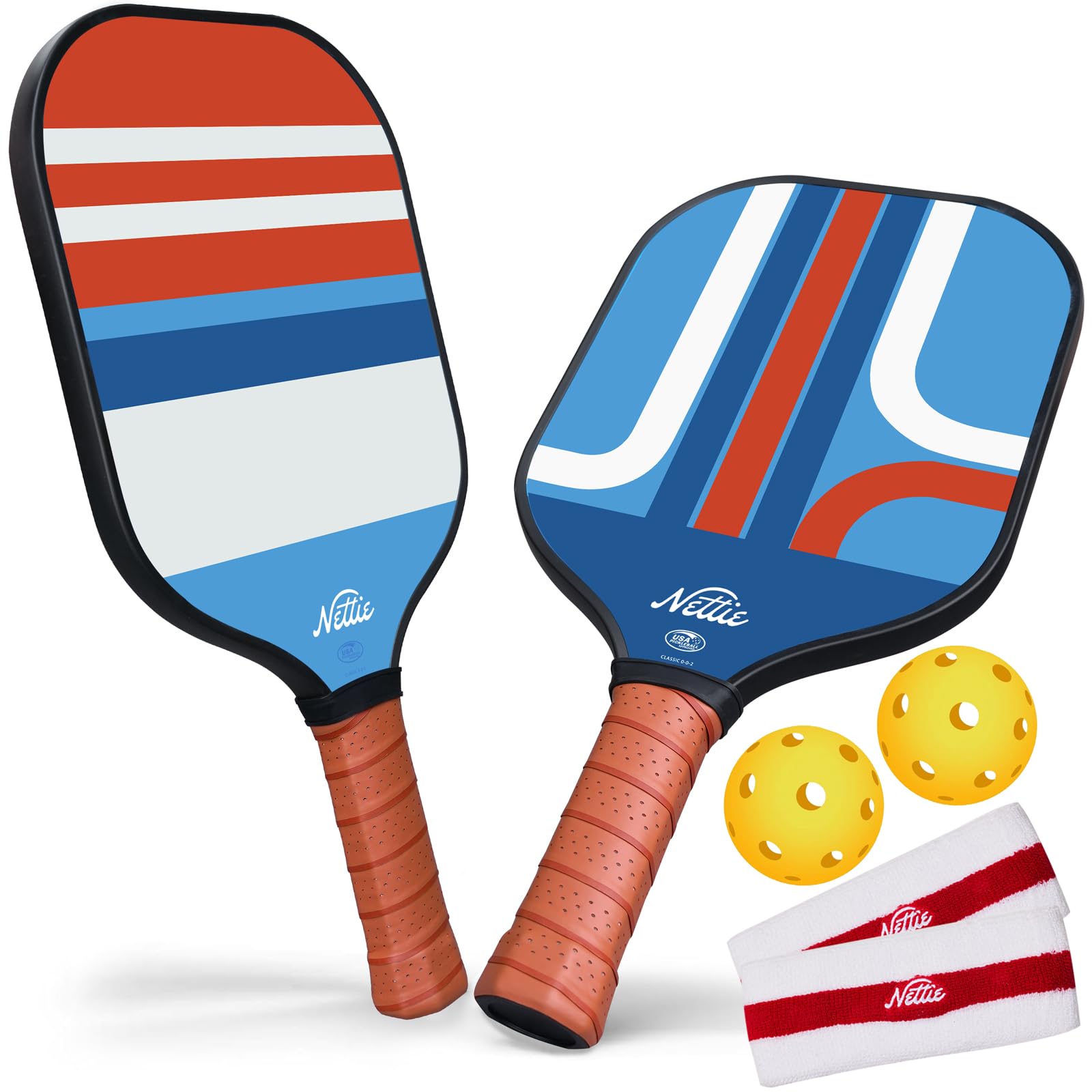 Nettie Pickleball Paddles Set of 1/2/4, USAPA Approved Stylish Pickleball Paddle with 13mm Polymer Honeycomb Core - Vibrant Lightweight Pickleball Set for Women Beginners