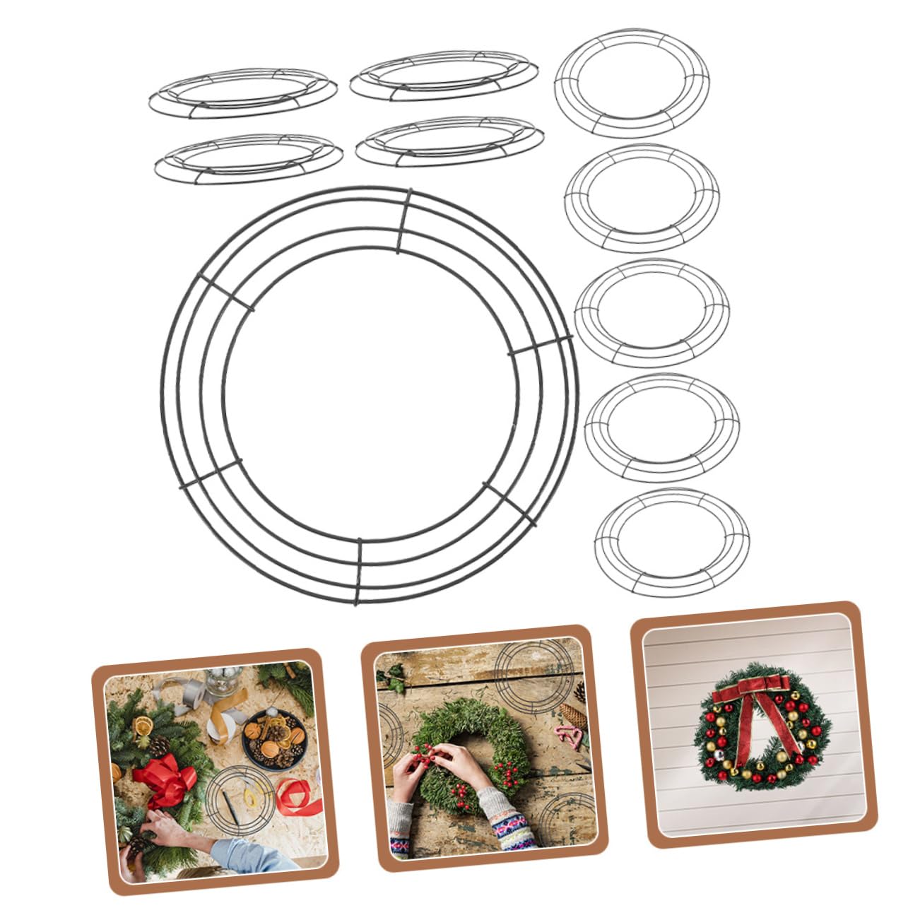TOPBATHY 10stücke Runde Eisenringe für Blumenkränze Kranzrohlinge für Bastelarbeiten Rustikale Rahmen zum Aufhängen für Tür und Wanddekoration DIY Hochzeitskränze und Girlandenrohlinge