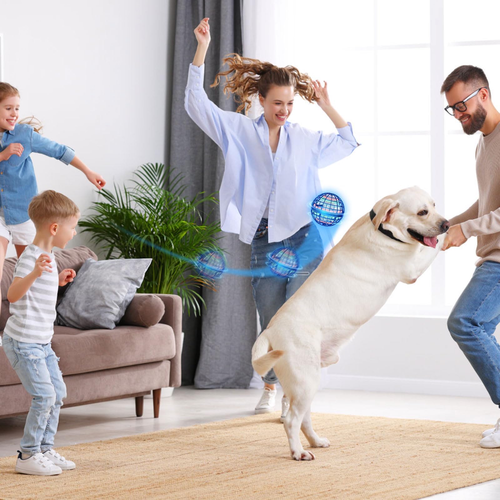 Amplelife Fliegender Ball Pro - 2024 Flying Hover Ball Toys FüR Kinder Jungen Mädchen, Mini Drone Schwebender Boomerang Orb Spielzeug, Halloween Weihnachten Geburtstag Coole Geschenkidee (Blau)