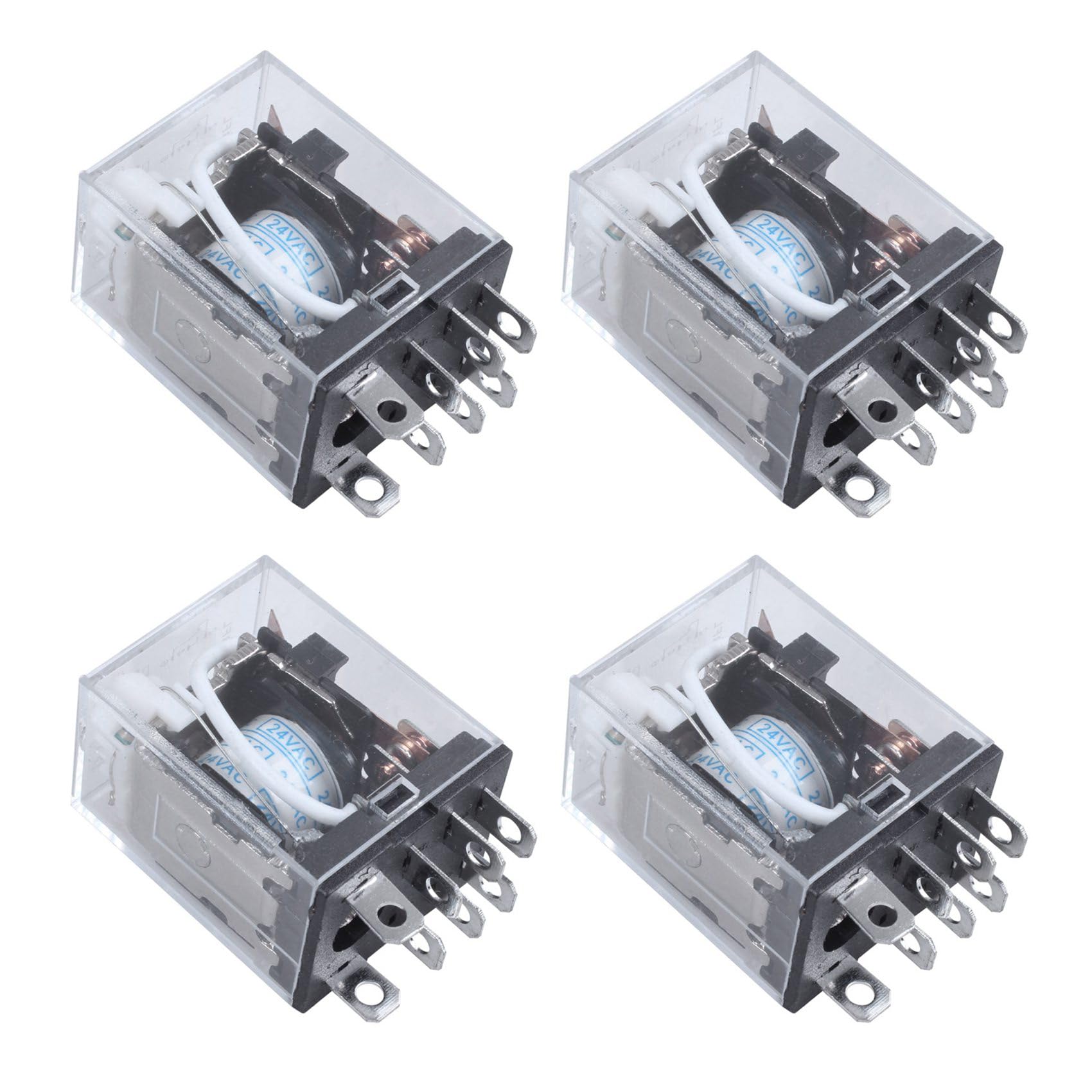 Jnchdghwa 4X JQX-13F LY2 AC 24V Coil 8-Pin DPDT Red LED Electromagnetic Relay