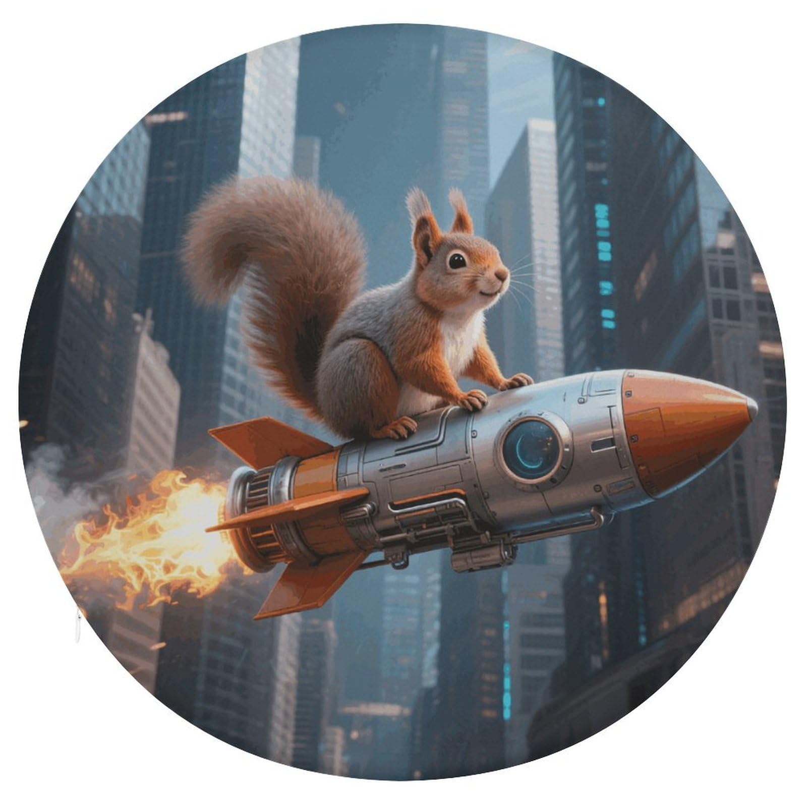 VstaDank Rocket Squirrel Cushions Memory Non Slip Car Seat Cushions Dining Chairs Cushion Indoo Dining Room Round Chair Pads with Zipper and Removable Cover Cushion