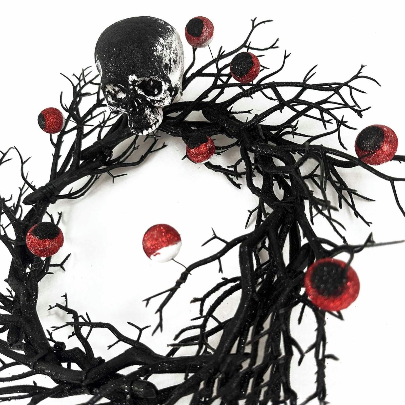 Ghirlanda Horror di Halloween con scheletri per la Porta d'ingresso con luci e Occhi Rossi, Ghirlanda spettrale per Halloween, Decorazioni per Esterni e Interni, Decorazione autunn