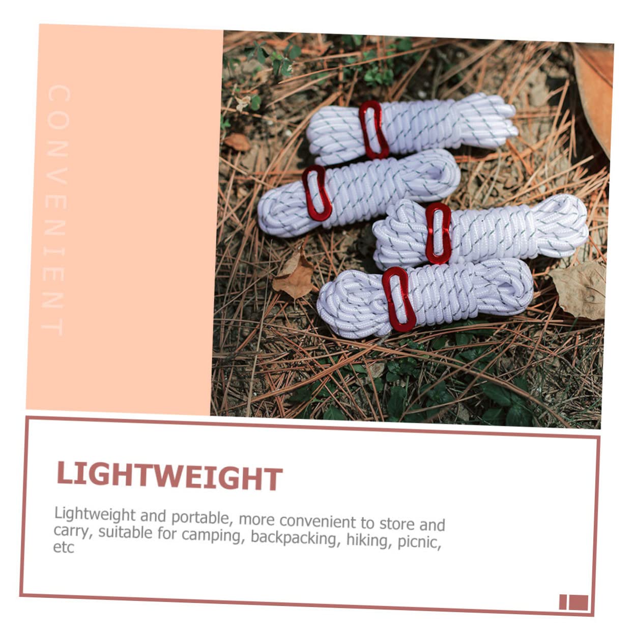 BESPORTBLE 3sets Camping Tent Ropes Reflective Thick Outdoor Ropes for Tarp 2pcs*3