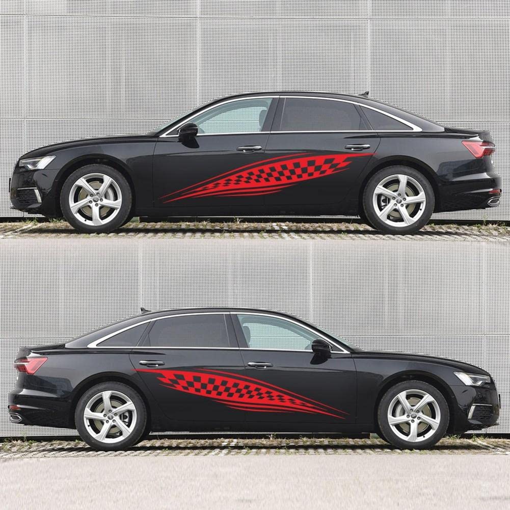 2 STÜCKE Motorsport Grid Totem Modifizierter Autoaufkleber Modische Streifenverzierung Interessante Seitenvinylaufkleber Autozubehör