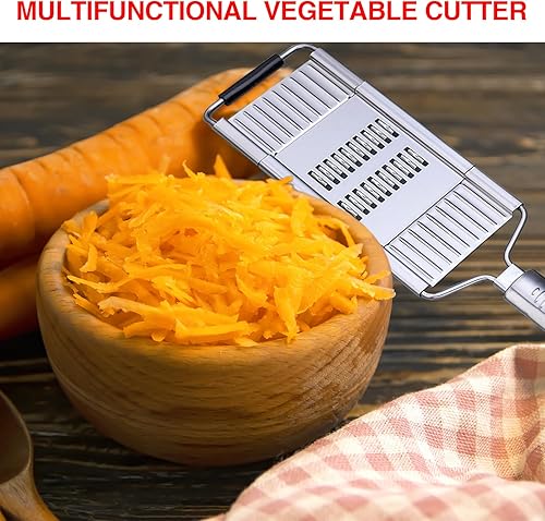 Miniatura 5 de Cortador de verduras de mano, 7 en 1 multiusos, rallador de queso de acero inoxidable, picador de verduras con 4 cuchillas intercambiables, pelador