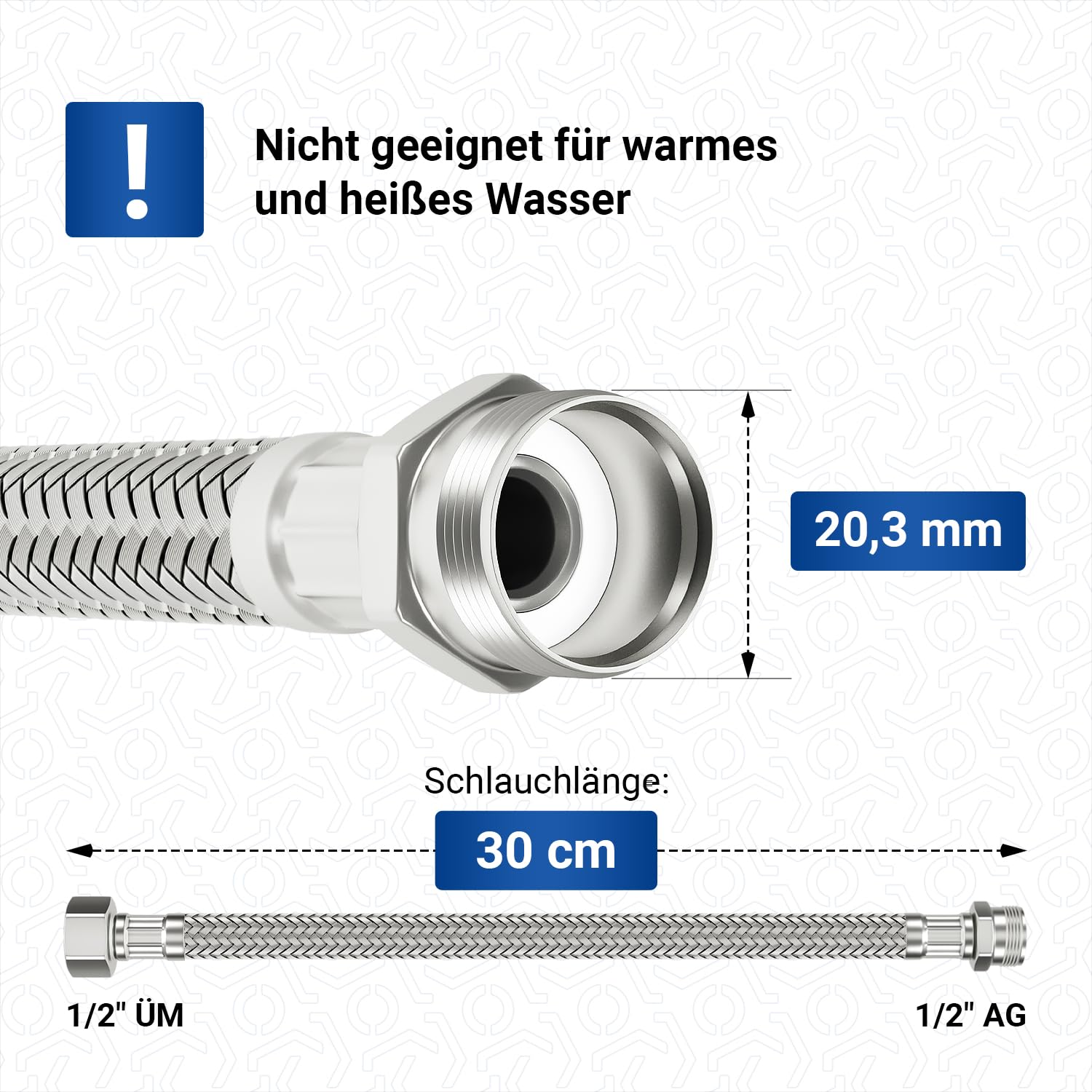 Tuyau Blindé Flexible De 80 Cm - 3/8" X 3/8" Ig/Ig - Avec Treillis En Acier Inoxydable Pour