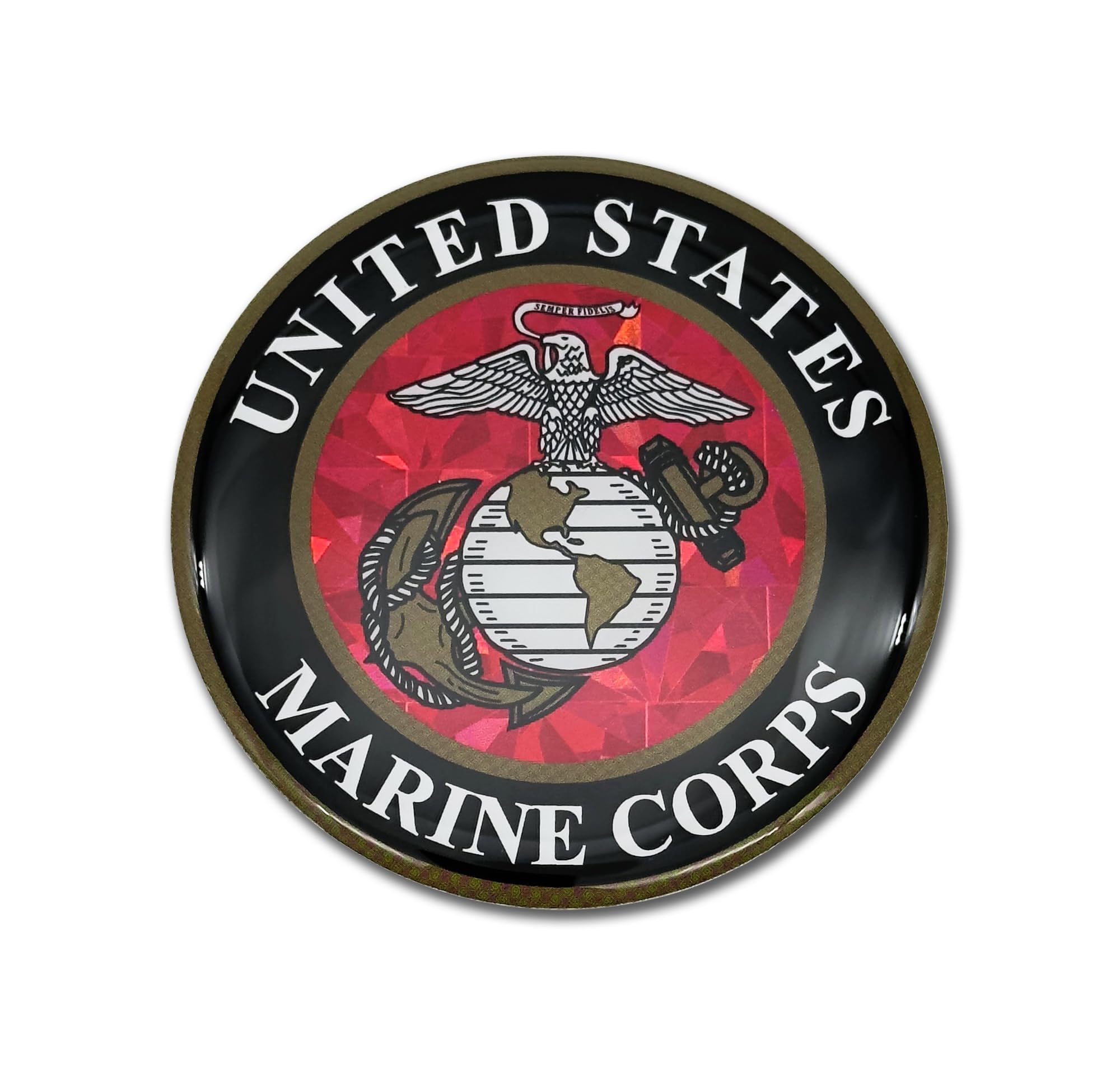 Elektroplate Officially Licensed United States Marine Corps Crest Reflective Domed Decal (3.25") Premium 3D All Weather Vinyl Sticker for Car, Water Bottle, Laptop, Phone & More | Made in The USA